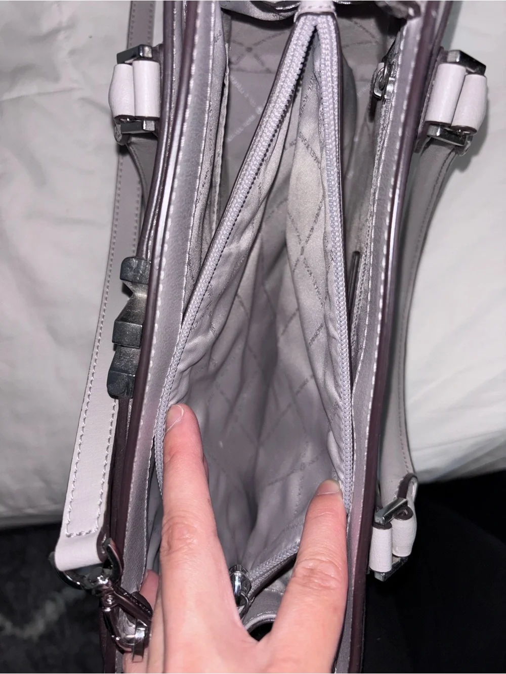 Michael Kors Gray and White Crossbody Satchel